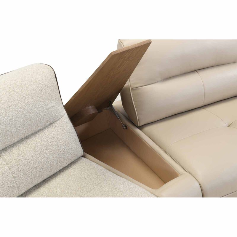 MUZE 3pcs Modular Set W Wireless Charging (fab) F20 Beige Piping Diff Fabric Sofa OLWEN-image 6