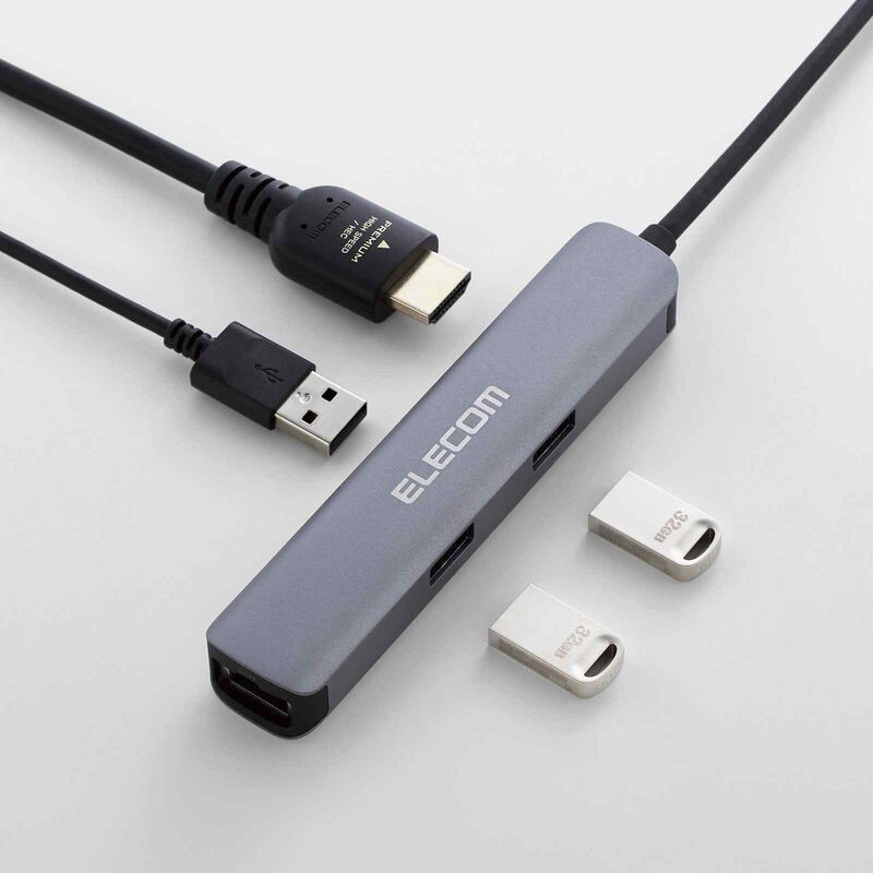 ELECOM Typec Docking Usb3.1 Gen1 X 2 Hdmi/ Lan Port Silver DST-C17SV/EC-image 3