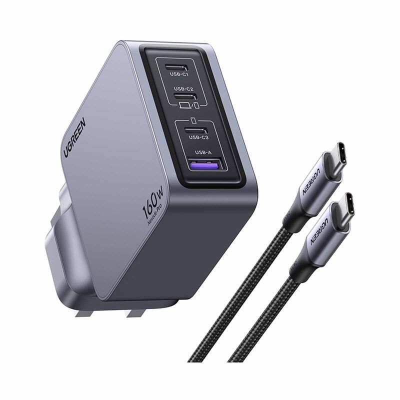 UGREEN Nexode Pro X763 160w Pd Fast Gan Charger (3c1a) With 100w Usb-c To Usb-c Cable 25878-image 3