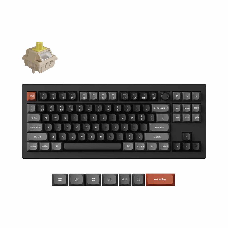 KEYCHRON V3 Ultra 8k 80% 87 Key Black Knob Rgb Hot-swap Silk Pom Banana Switch KYCN-V3U-D4-image 1