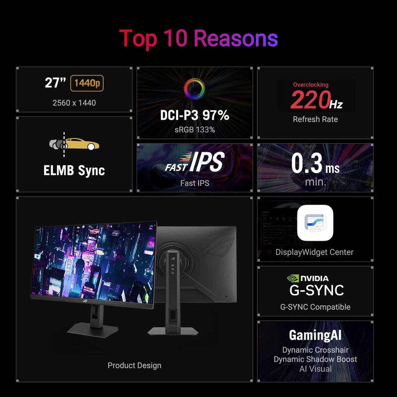 ASUS 27in Rog Strix Qhd 220hz Ips Monitor XG27ACSR-image 8