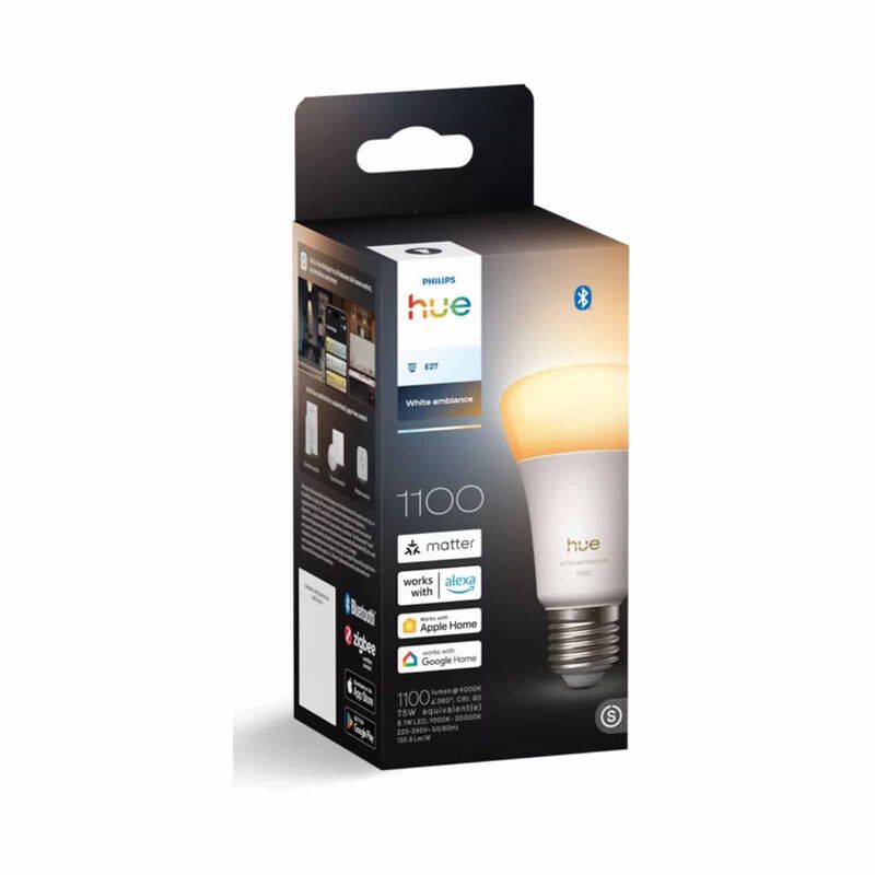 PHILIPS HU White Ambiance A60 E27 Smart Bulb - 1100 929003854907-image 2
