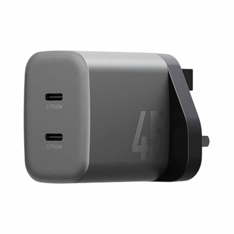 ENERGEA Ampcharge Gan45, 2c Pd/pps/qc3.0 Wall Charger,45w (uk) - Gunmetal CHR-AC2C-GAN45UK-image 3