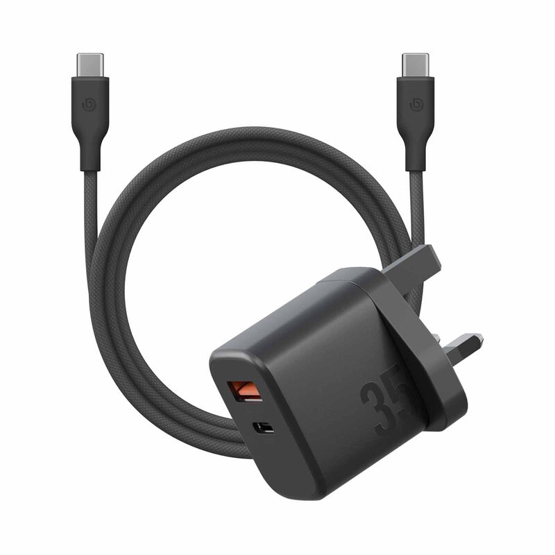 BAZIC Goport Velox Kit, 1c1a Gan Charger 35w(uk) With Weave Cable - Truffle CHR-GPVLX-UK-BLK-image 1