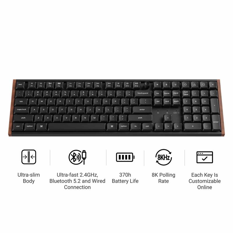 KEYCHRON K5 Ultra 8k 100% 108 Keys Black Knob Rgb Hot-swap Milk Pom Banana Switch KYCN-K5U-H4-image 2