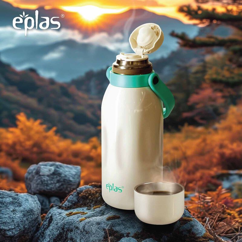 EPLAS 316 Double-walled Stainless Steel One Touch Thermal Bottle With Handle (700ml) - Black/pink EVB-700-image 5