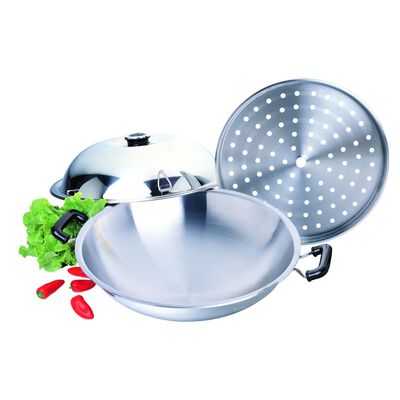 ZEBRA Wok 38cm W/lid & Steamer 5-ply 176201