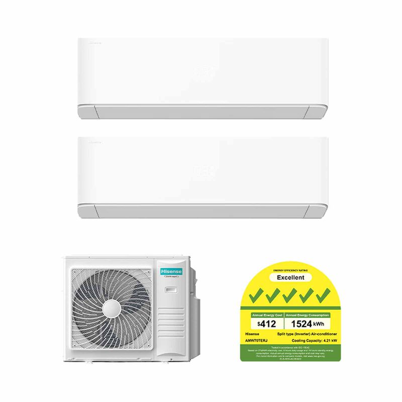HISENSE Hisense 7kwh Cu System 2 (9000btu X 1, 12000btu X 1) AMW70TERJ +AMS-09TWERUHA00/AMS-12TWERUHA00-image null