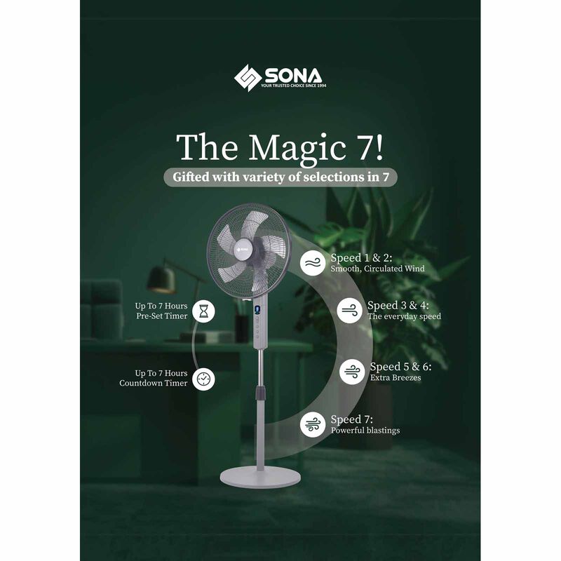 SONA 16 In Dc Stand Fan With Remote Control SFS1166DC-image 7
