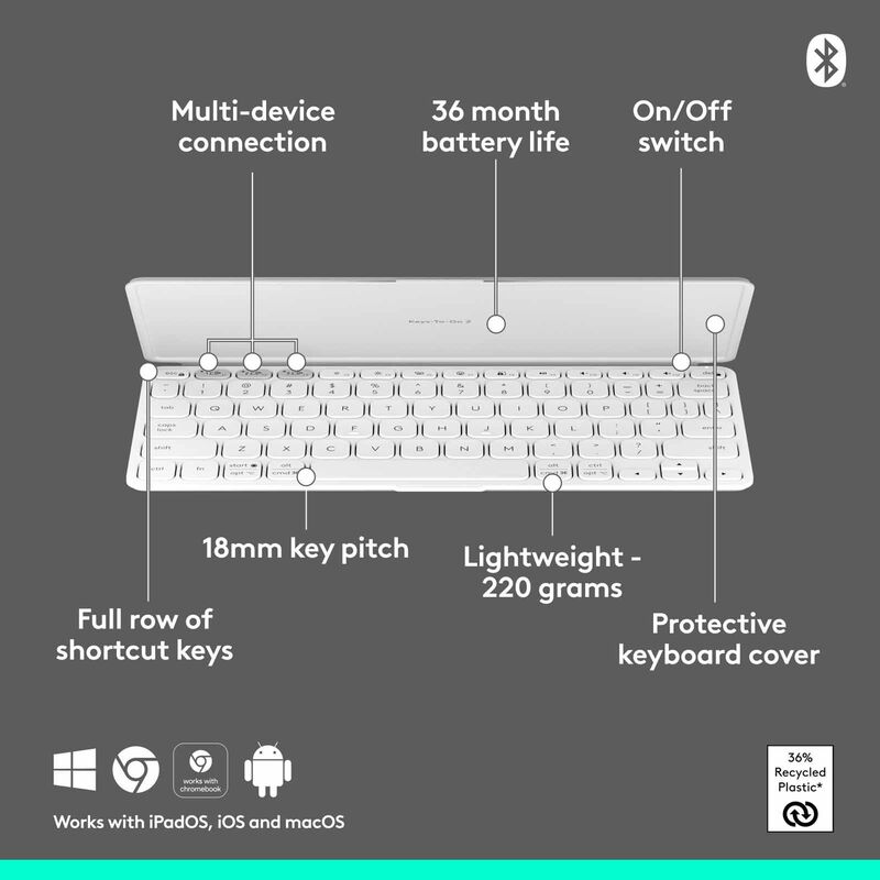 LOGITECH Logi Keys-to-go 2 Bt Kb (universal) - Pale Grey 920-012962-image 6
