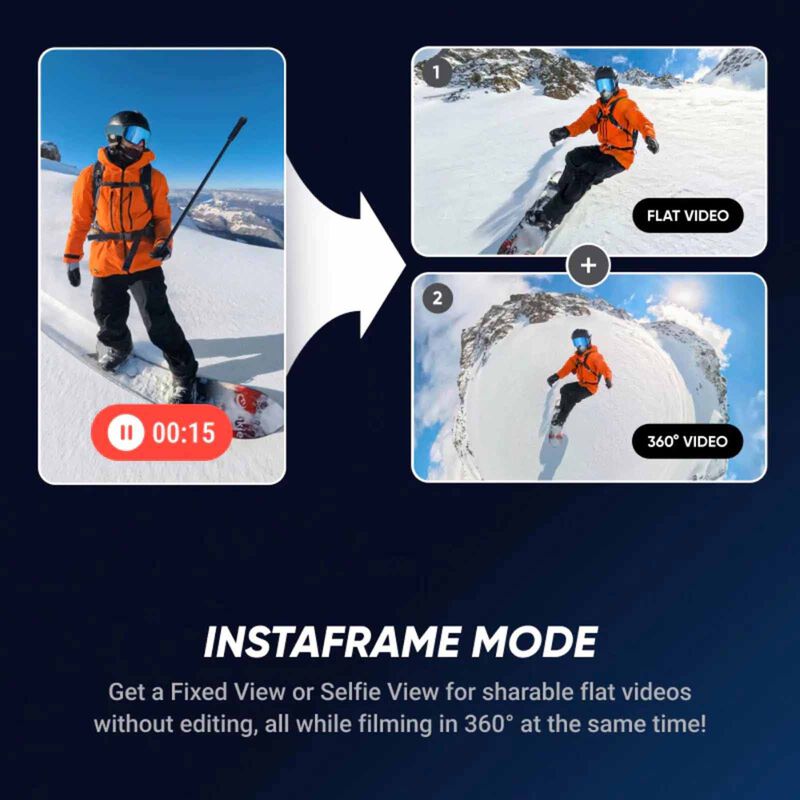 INSTA360 X5 Essential Bundle (x5 Standard Bundle, Battery, Carry Case, 114cm Selfie Stick, Standard Lens Guar X504-image 5