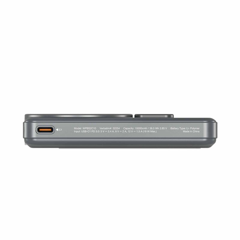 VERBATIM Powerbank Magnetic Wireless Charge 10000mah 2 X C Stand Grey VM32254-image 6