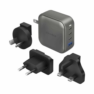 ENERGEA Travelworld Gan100, 3c1a Pd/pps/qc3.0 Wall Charger,100w (us+uk+eu+au) - Gun CHR-TW-GAN100