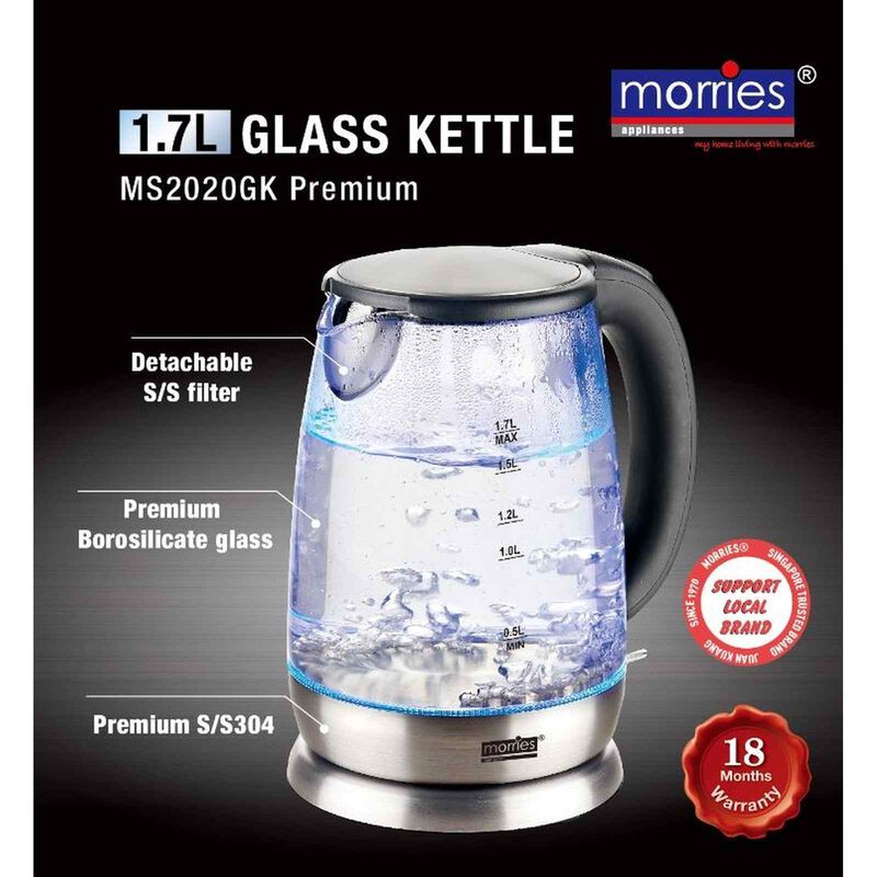 MORRIES Kettle (1.7l) - Glass MS-2020GK-image 2