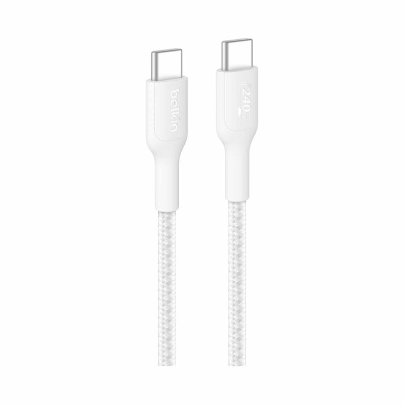 BELKIN Usb-c - Usb-c Cable 240w 2.0, Braided Pcr, 1m, White CAB025FQ1MWH-image 1