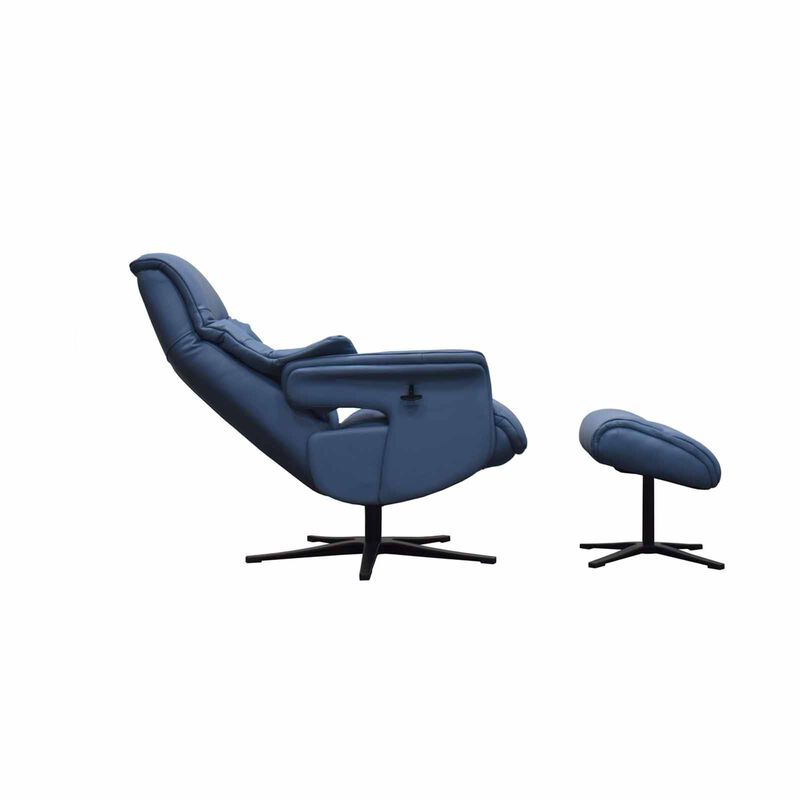 Recliner Chair W Ottoman (fl) Blue Full Leather ASTRID-image 6