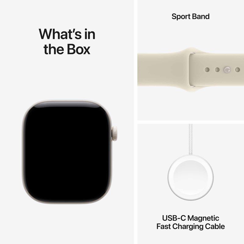APPLE Watch Series 12 Gps + Cellular 46mm Pearl White Ceramic Case With Sand Sport Band - M/l MJH24X/A-image 3