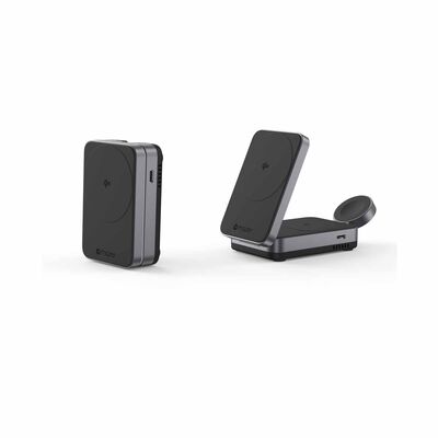 MAZER Qi2 Certified 23w Foldable 3in1 Wireless Charger - Black M-QI2-MAGFOLD05-BK