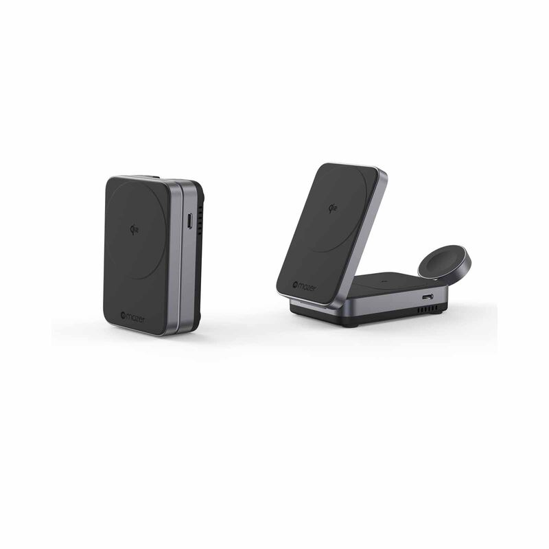 MAZER Qi2 Certified 23w Foldable 3in1 Wireless Charger - Black M-QI2-MAGFOLD05-BK-image 1