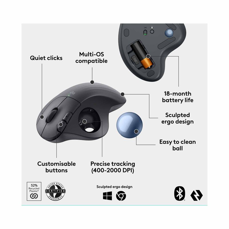 LOGITECH Ergo M575s Silent Wl Trackball Mouse 910-007031-image 11