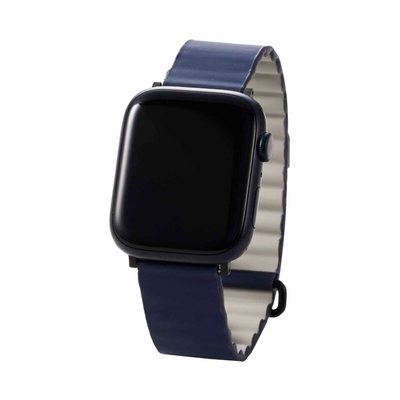 ELECOM Magnetic Soft Leather Apple Watch Band 49/45/44/42mm (navy) AW-45BDLMAGNV-image 4