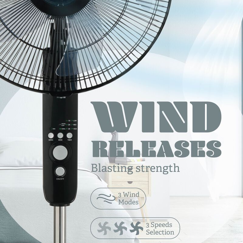 SONA 16 In Stand Fan -black SFS1159-image 7