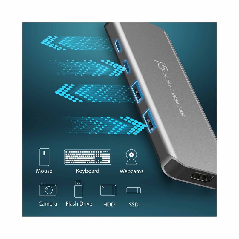 J5CREATE 8k Usb4 Travel Hub (6-in-1 ) JCH453-image 8