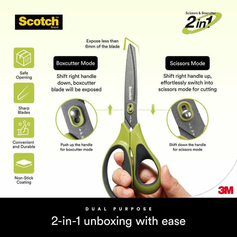 3M SCOTCH Scotch Non-stick Unboxing Scissors 7inch, 1487ns 1487NS-image 5