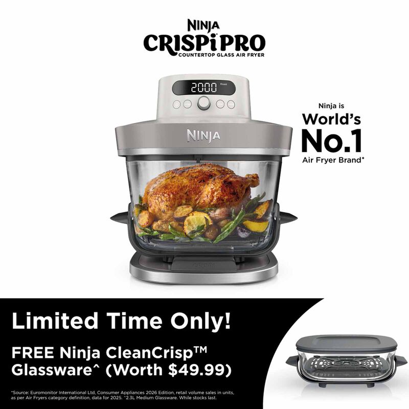 NINJA Crispi Pro Countertop Glass Air Fryer - Bone White AS101SMWH-image 2