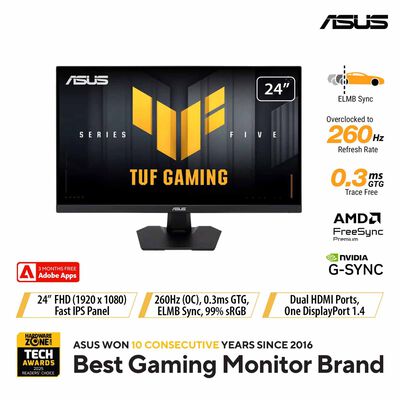 ASUS 23.8in Tuf Gaming Fhd 260hz Ips Gaming Monitor VG249QM5F