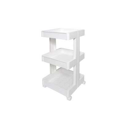HOUZE 3 Tier Storage Wagon W Wheels Wide - White W36xl39xh80cm KN-6243