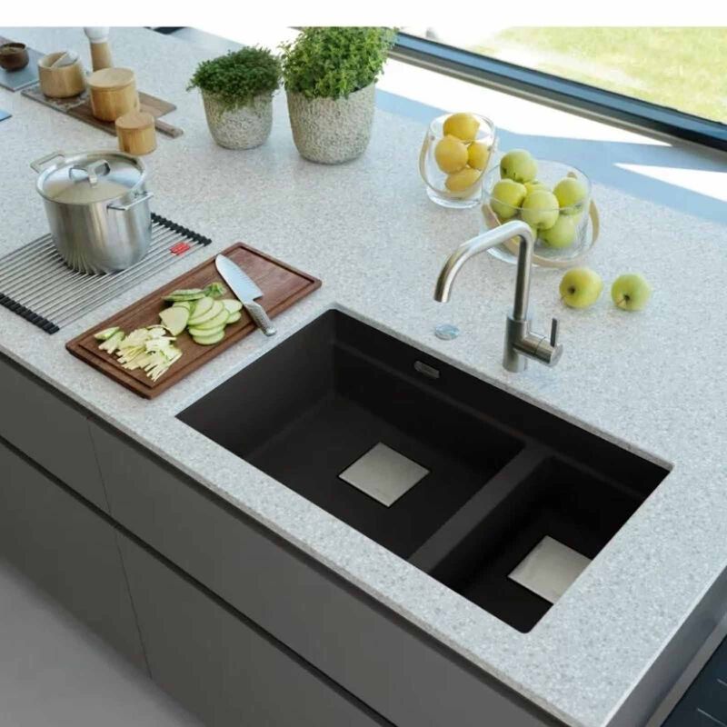FRANKE 2 Double Bowl Fragranite Kitchen Sink - Kng120-mb Matt Black KUBUS-image 2