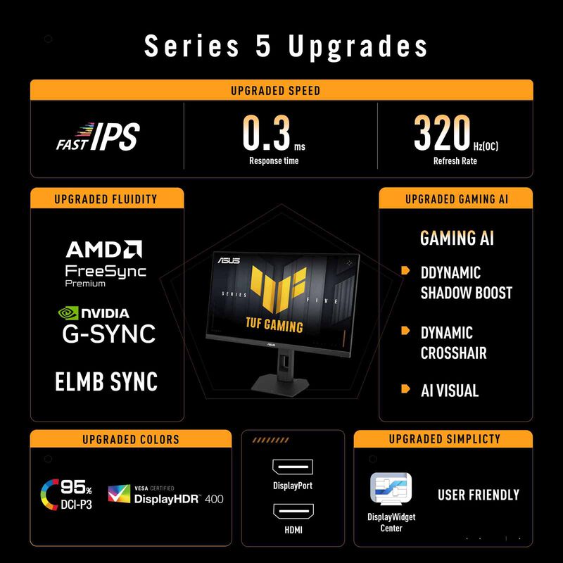 ASUS 27in Tuf Gaming Qhd 320hz Ips Height Adj Gaming Monitor VG27AQML5F-image 9
