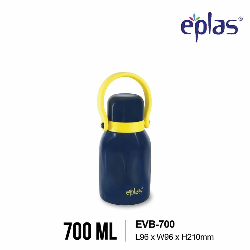 EPLAS 316 Double-walled Stainless Steel One Touch Thermal Bottle With Handle (700ml) - Midnight Blue/yello EVB-700-image 1