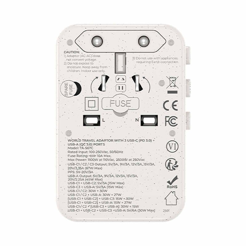 SOUNDTEOH World Travel Adaptor With Gan Pd67watts Usb Quick Charger TA-667C-image 8