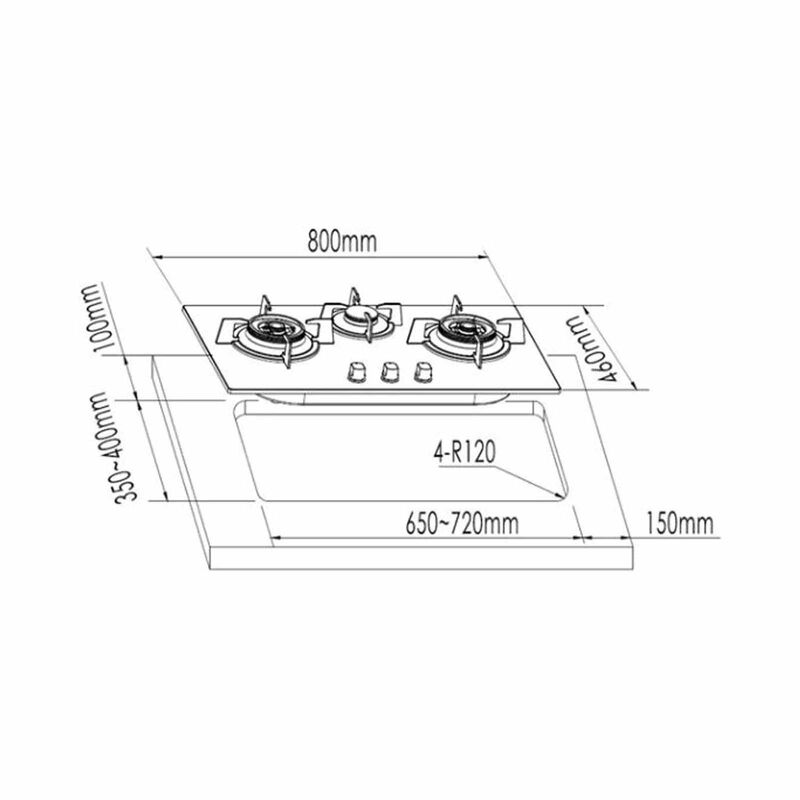 FRANKE Triple Burner Gas Hob (onyx Glass Black)(lpg / Tg) - Exclude Installation FHG8316-image 3