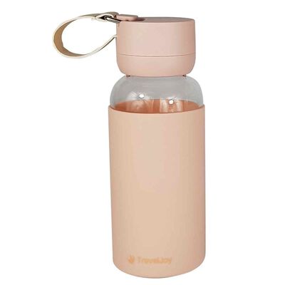 TRAVELJOY Glass Bottle With Sillicone Sleeve Coral Peach (400ml) (special Buy) TJGBTL-CPE