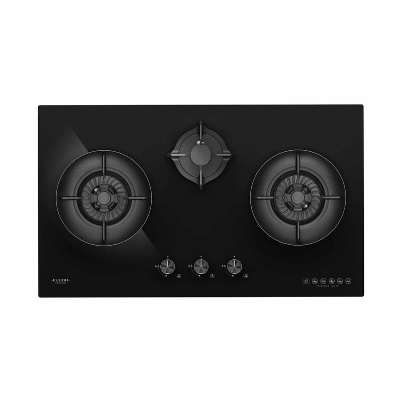 FUJIOH (88cm) 3-burners Gas Hob (black Glass) - Pub (exclude Installation) FH-GS6830 GLBK TG-image 1