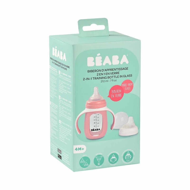BEABA With Silicone Protective Sleeve 210ml - Pink (online) GLASS BOTTLE-image 5