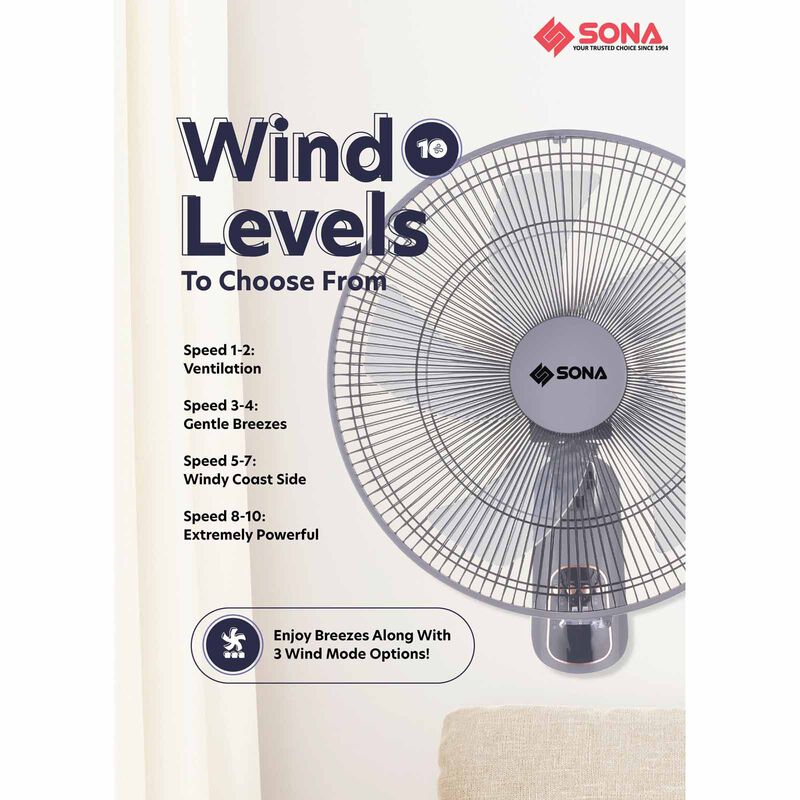 SONA 16 In Dc Wall Fan With Remote Control SFW9518DC-image 6