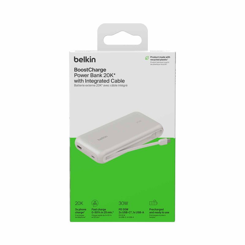 BELKIN Powerbank 20k With Integrated Cable Wht BPB024FQWH-image 2