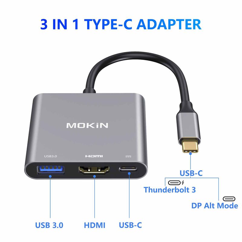 MOKIN 3 In 1 Multiport Usb-c To Hdmi+usb3.0+pd Charging Hub MK-MOUC1901-image 2