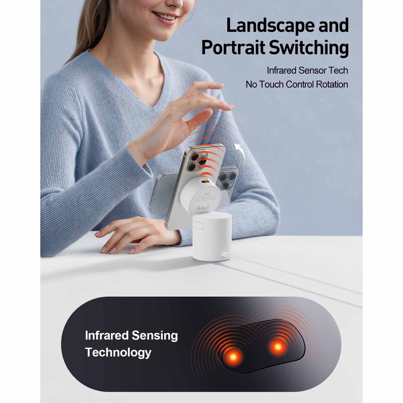 IWALK Power Stand 10000 Qi2 3-in-1 Wireless Charger White With Auto Rotation MXS006-002A-image 10