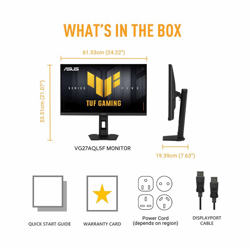 ASUS 27in Tuf Gaming Qhd 220hz Ips Height Adj Gaming Monitor VG27AQL5F-image 6