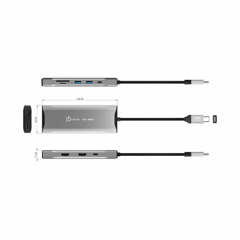 J5CREATE Usb-c 3.2 To 10g 4k60 Triple Display Adapter (11 In 1) JCD397-image 6