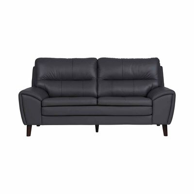 SOLOTTI 3 Seater (hl) Charcoal Half Leather Sofa CARLOTTA