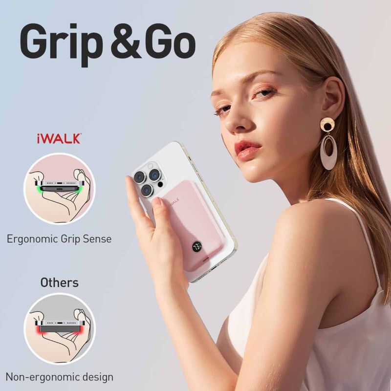 IWALK Powergrip Slim Magnetic Wireless Powerbank 5000mah For Iphone Pink MXB008-013A-image 6