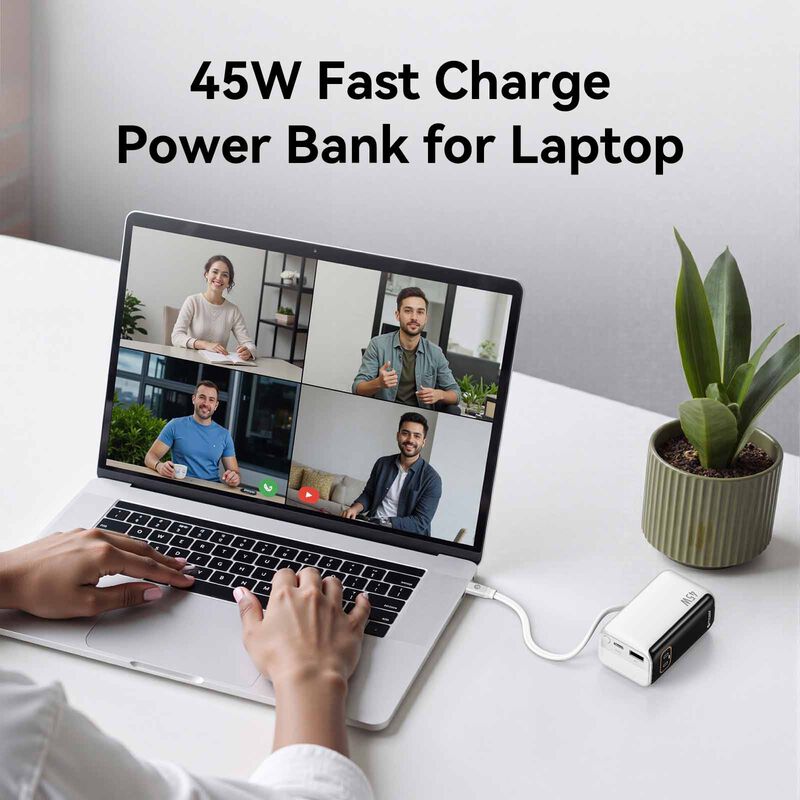 MAZER Powercharge Rlink 10,000mah/pd45w With Built-in Retractable C-cable Powerbank - Silver M-AI-PC45R10-V7-SV-image 2