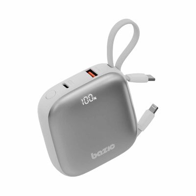 ENERGEA 3 In 1 10000mah Powerbank With Built-in Usb-c And Lightning Cable Vanilla GPW-FUSN-WHT BAZIC GOPOWER FUSION