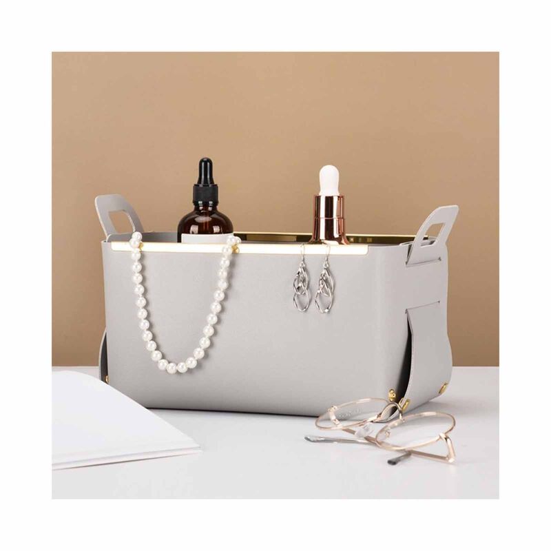STITCHES Storage Basket - Grey VEGAN LEATHER-image null